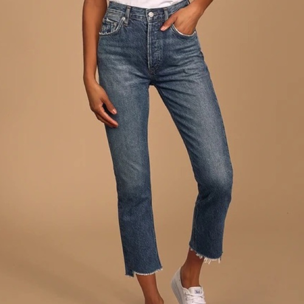 AGOLDE Riley High-Rise Straight Cropped Jeans, Step Hem